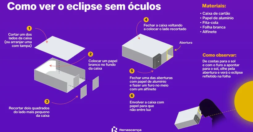 Não tem óculos para o eclipse? Ainda pode fazer uma caixa